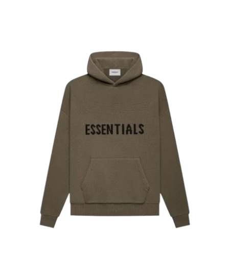 Essential Knit Pullover Hoodie Brown