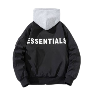 Essentials Bomber Black Hoodie Jacket